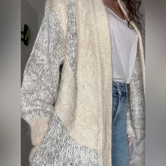 Amazing vintage mohair blend slouchy warm neutral cream coloured open cardigan - Picture 7 of 13